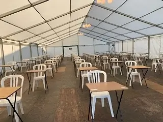 Marquee set up as a classroom